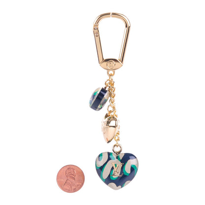 Louis Vuitton Leopard Heart Bag Charm Key Holder Blue Infini 2 of 4