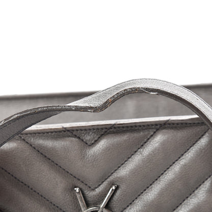 Saint Laurent Sheepskin Matelasse Chevron Large Monogram Shopping Bag Light Coal 15 of 21