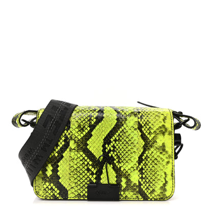 Off-White Calfskin Python Embossed Binder Flap Bag Fluo Yellow Black 1 of 9