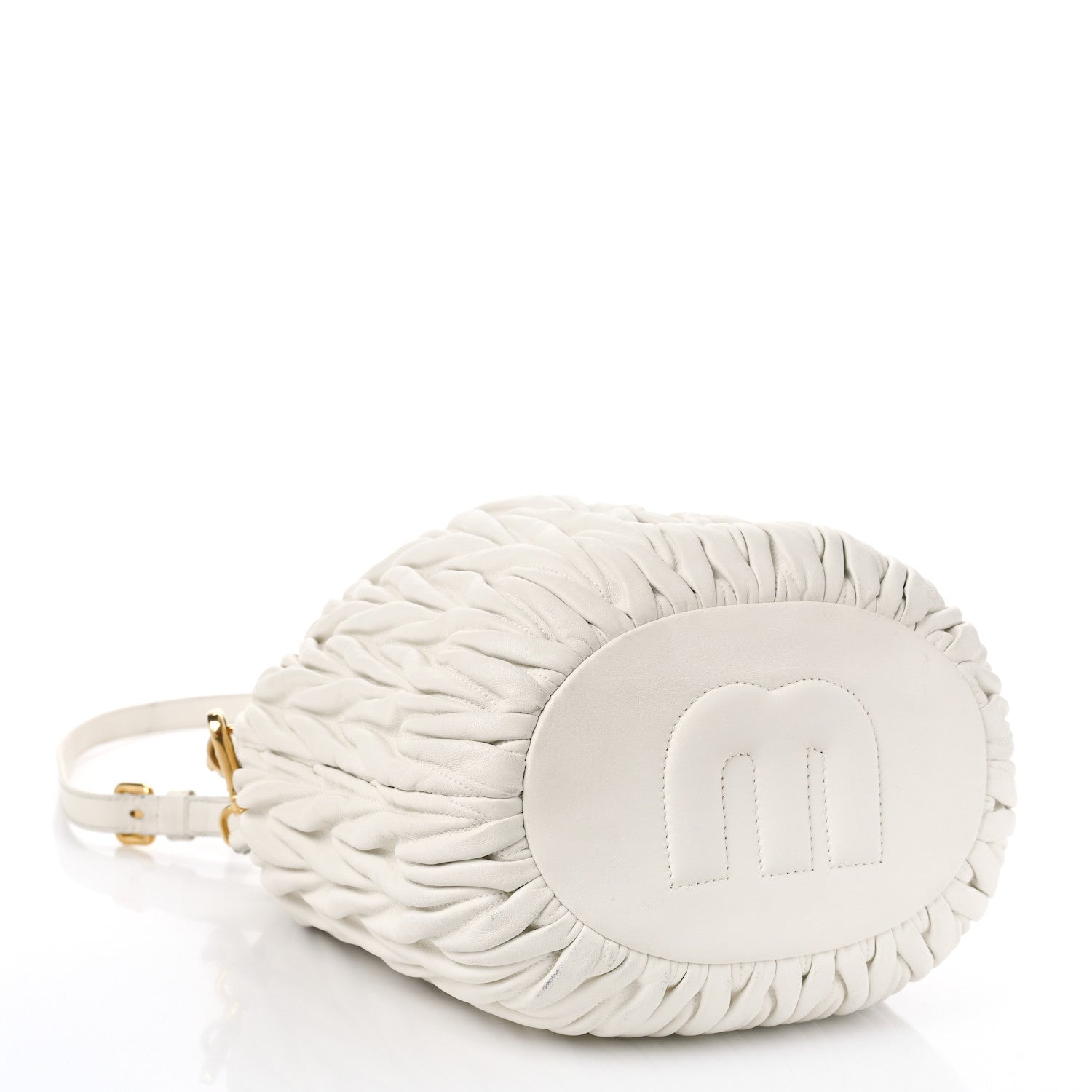Miu Miu Nappa Matelasse Small Bucket Bag White 4 of 13