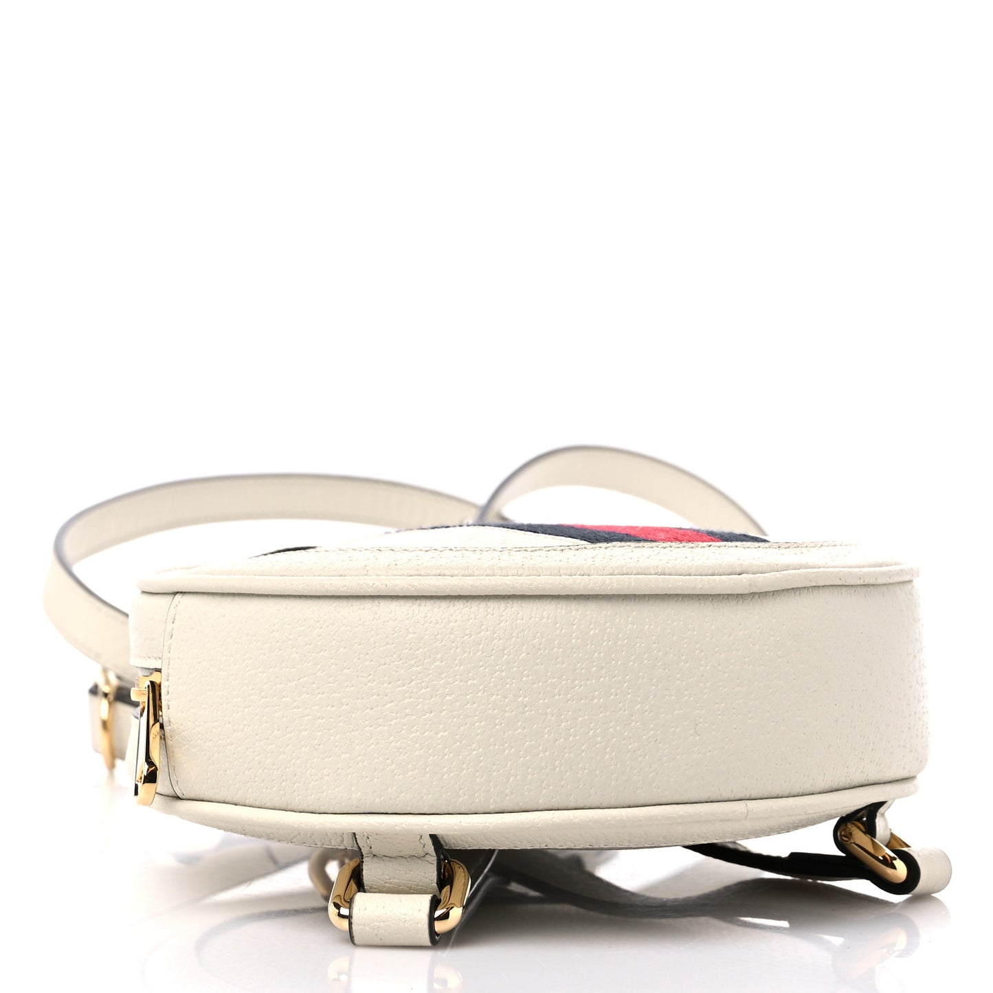 Textured Calfskin Web Mini Ophidia Round Backpack Mystic White