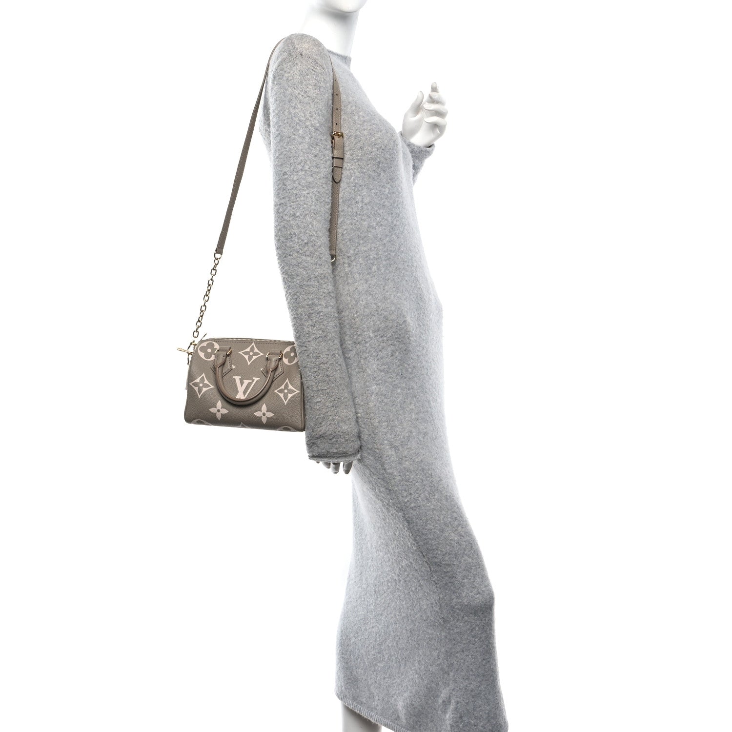 Louis Vuitton Empreinte Monogram Giant Speedy Bandouliere 20 Creme Beige 2 of 12