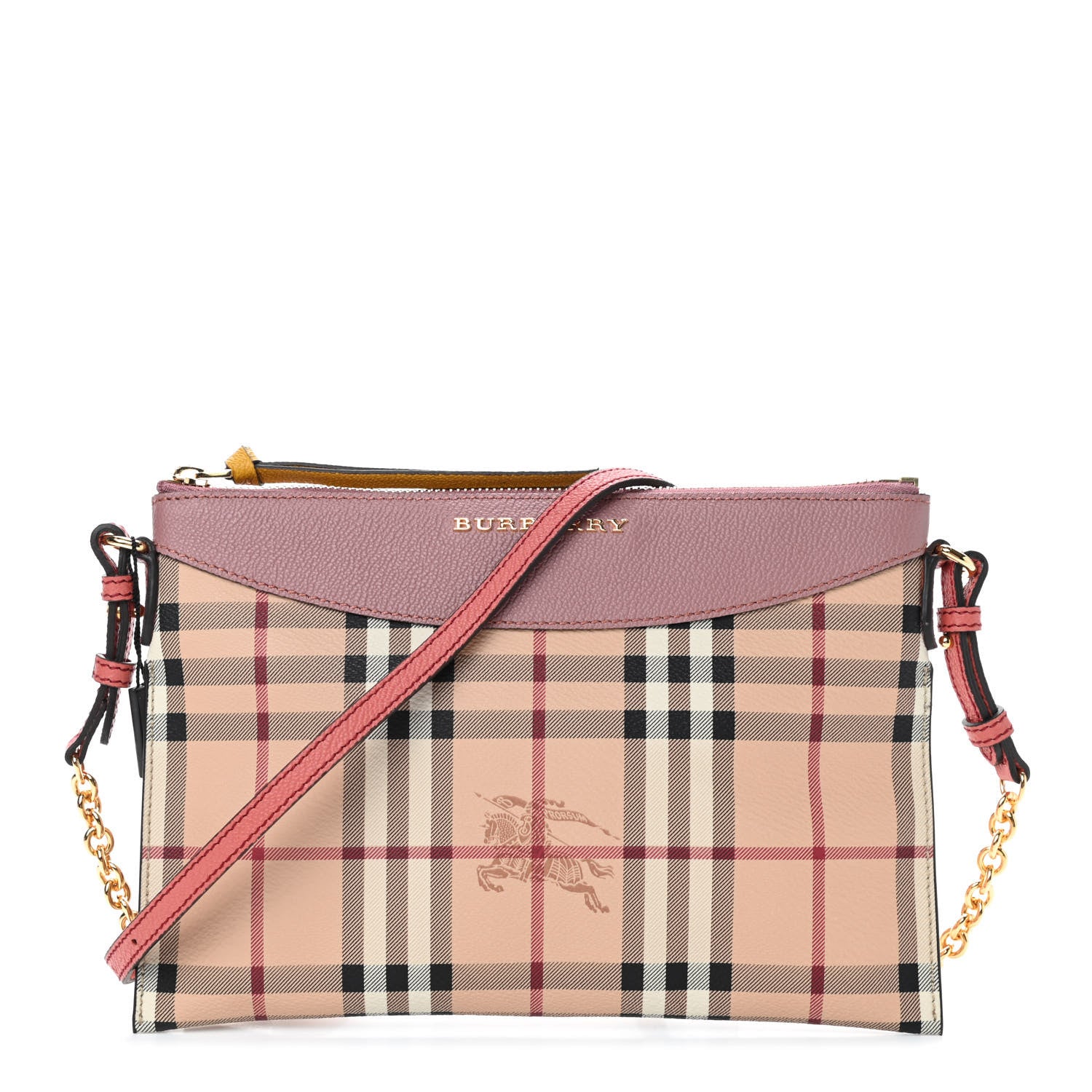 Burberry Haymarket Check Peyton Crossbody Clutch Bag Dusty Pink 1 of 8