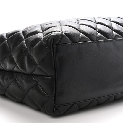 Chanel Lambskin Quilted Medium New Bubble North South Tote Black 10 of 11
