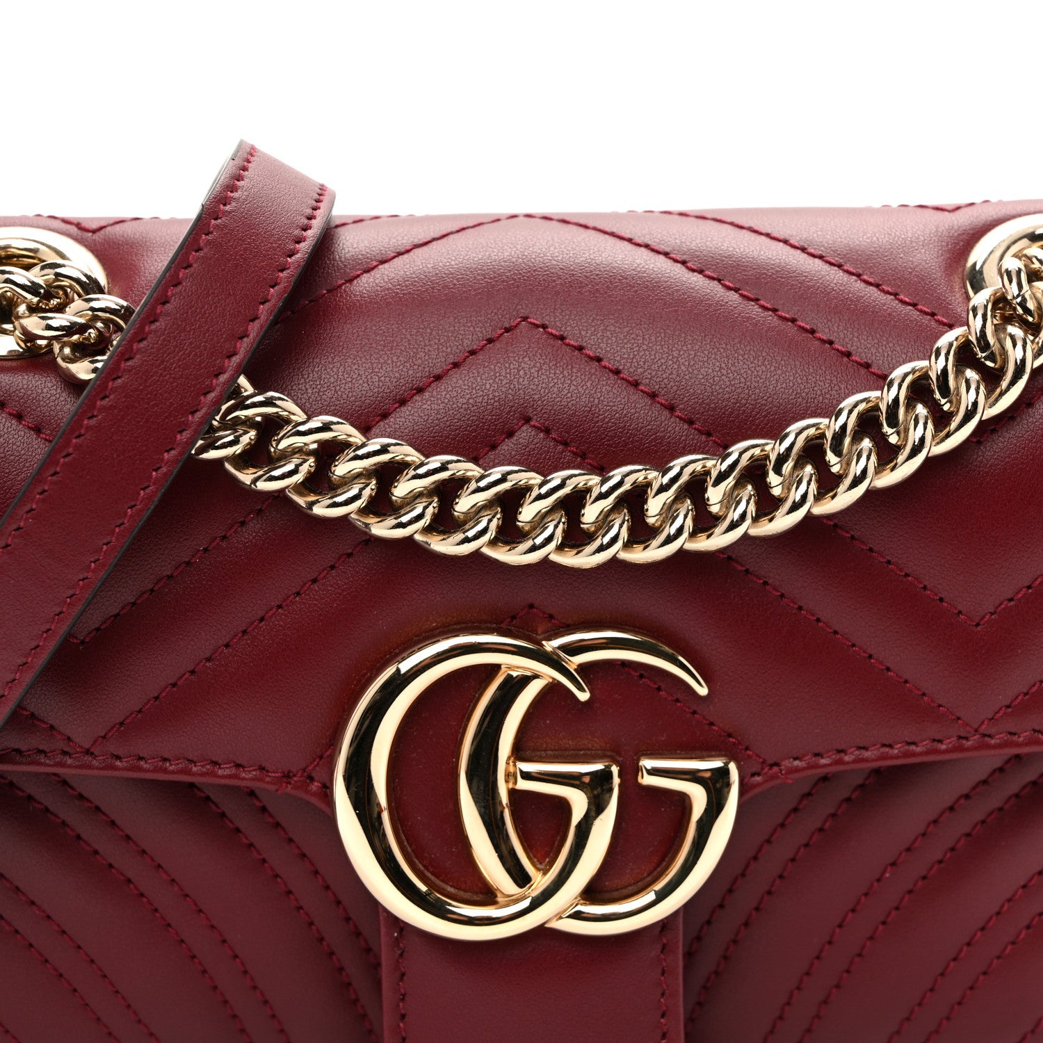 Gucci Calfskin Matelasse Mini GG Marmont Shoulder Bag Rosso Ancora 8 of 11