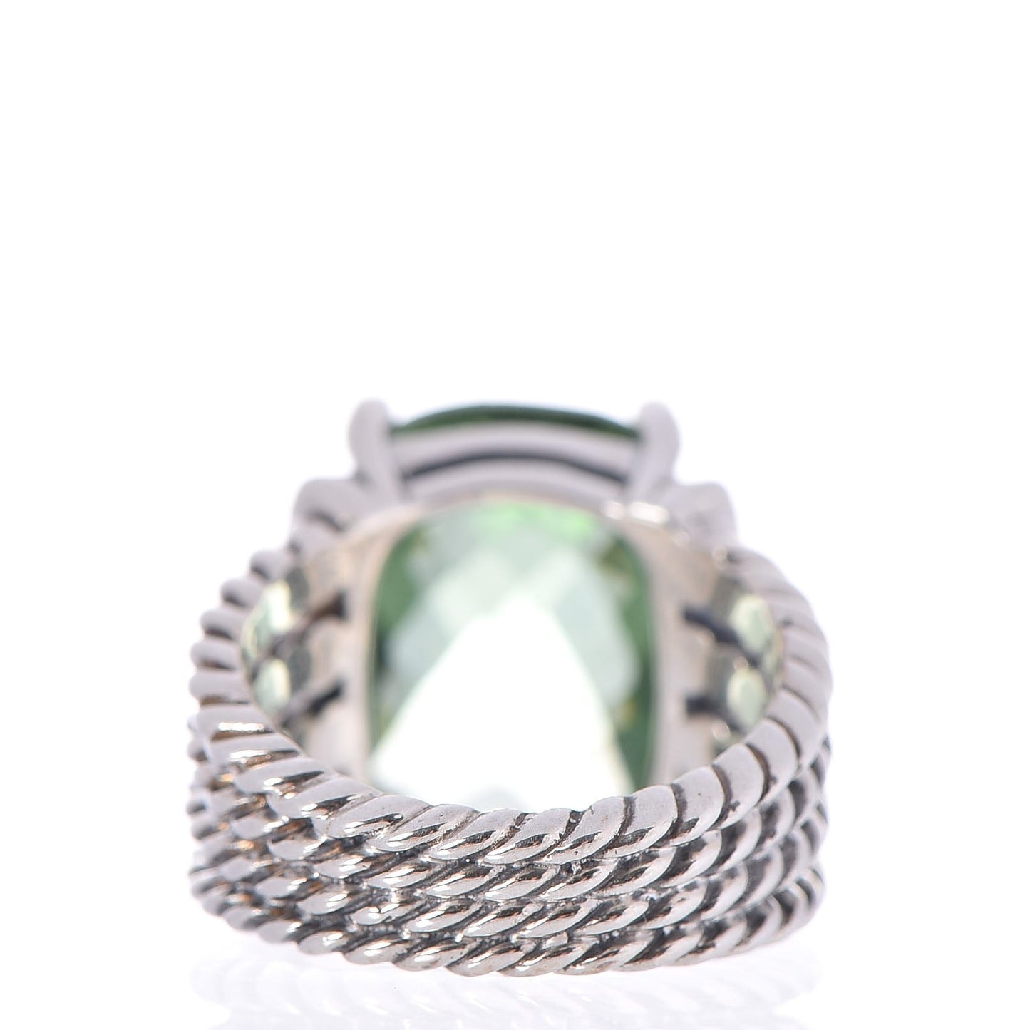 Sterling Silver Diamond Prasiolite 16mm Wheaton Ring 52 6