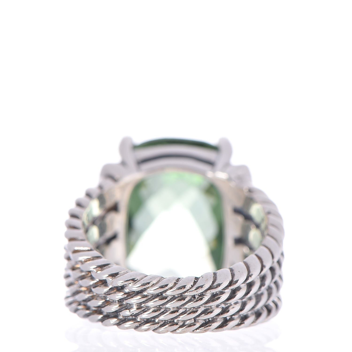 David Yurman Sterling Silver Diamond Prasiolite 16mm Wheaton Ring 52 6 4 of 5