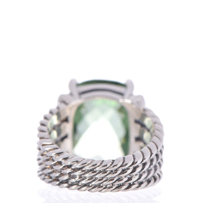 David Yurman Sterling Silver Diamond Prasiolite 16mm Wheaton Ring 52 6 4 of 5
