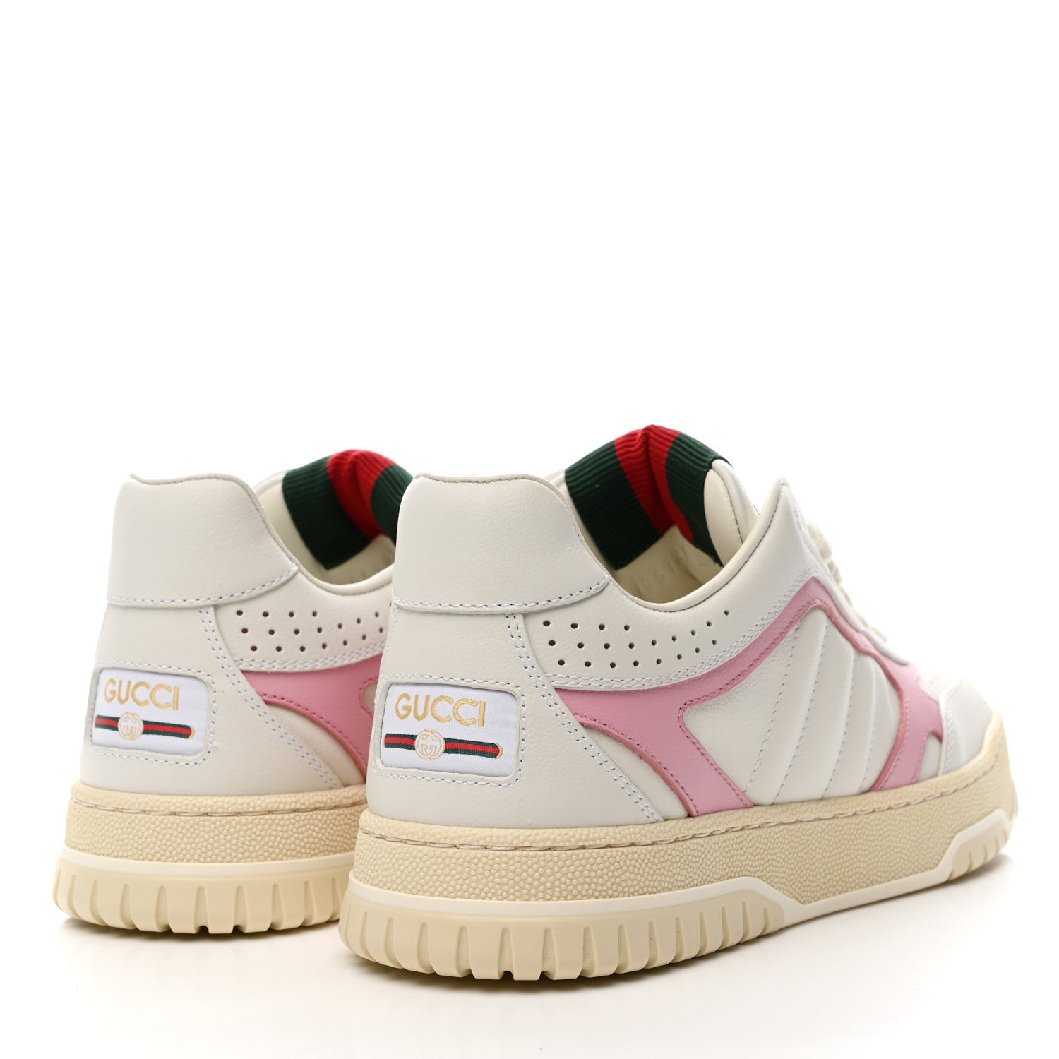 Gucci Calfskin Womens Re-Web Sneakers 36.5 White Pink 5 of 11