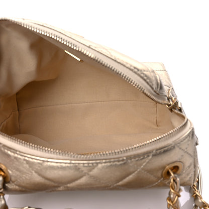 Chanel Metallic Lambskin Quilted Mini Bowling Bag Gold 6 of 11