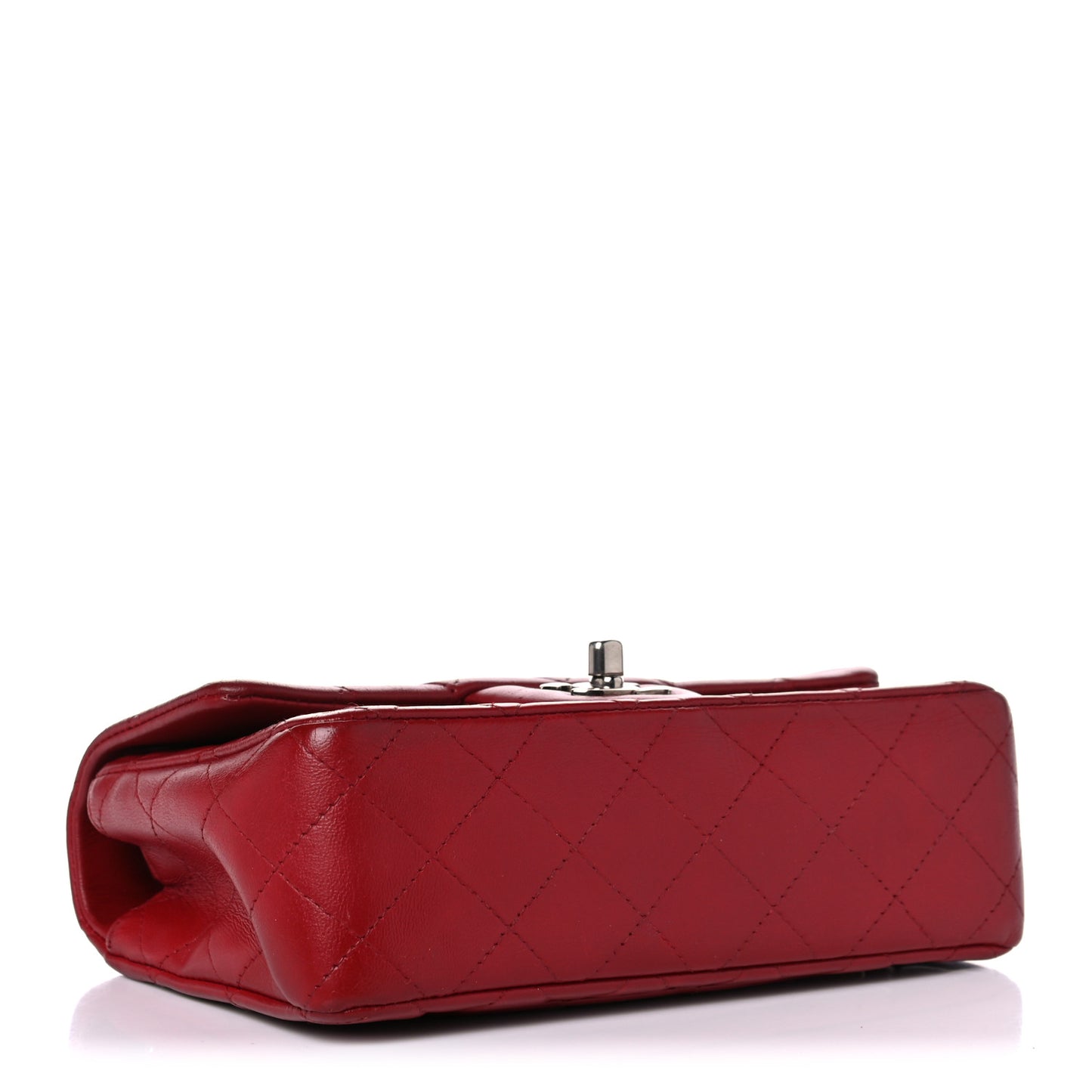 Lambskin Quilted Mini Rectangular Flap Dark Red