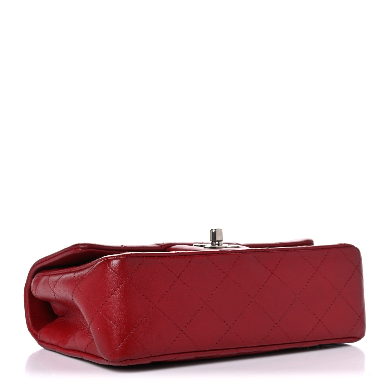 Chanel Lambskin Quilted Mini Rectangular Flap Dark Red 3 of 14