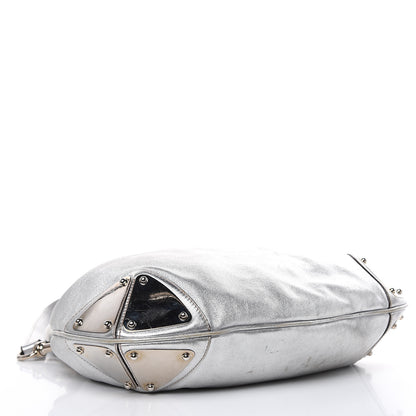 Gucci Metallic Calfskin Medium Indy Top Handle Hobo Silver 4 of 17