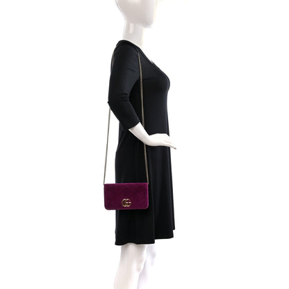 Gucci Velvet Matelasse GG Marmont Mini Bag Fuchsia Violet Cyclamen 2 of 14
