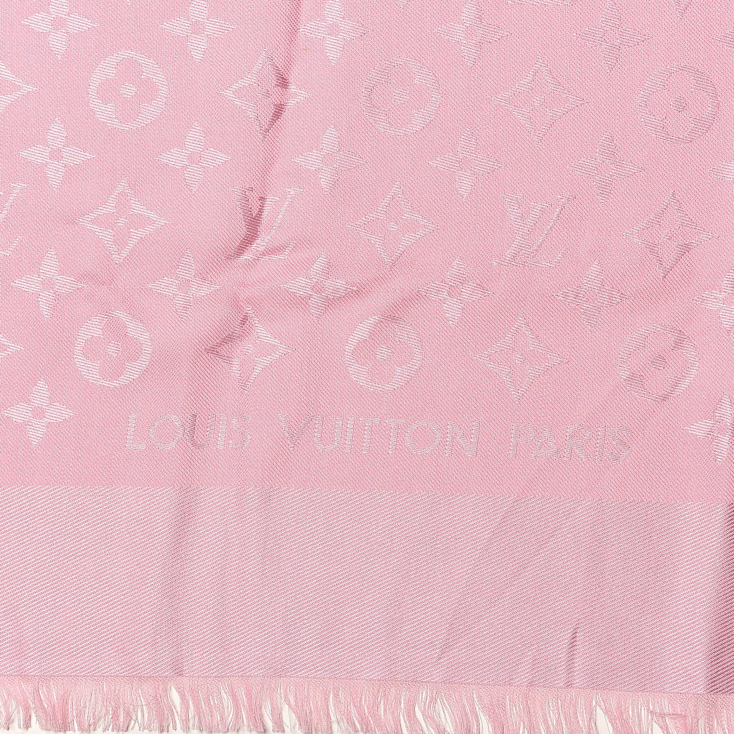 Silk Wool Monogram Shine Shawl Rose