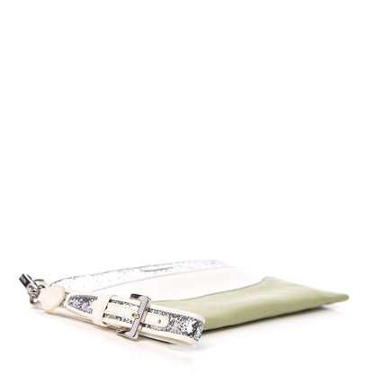 Miu Miu Nappa Glitter Clutch Wristlet Pistacchio Bianco 3 of 6