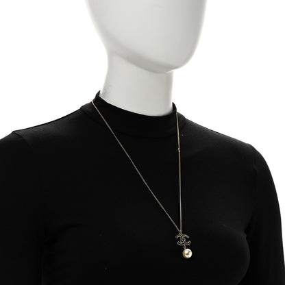 Chanel Enamel Pearl CC Baroque Drop Necklace Black Gold 2 of 5