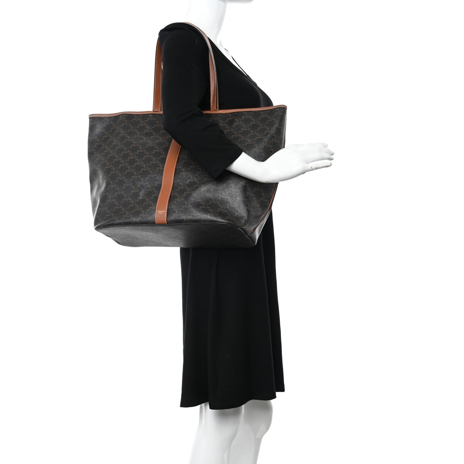 Celine Triomphe Canvas Calfskin Medium Cabas Bag Tan 2 of 19