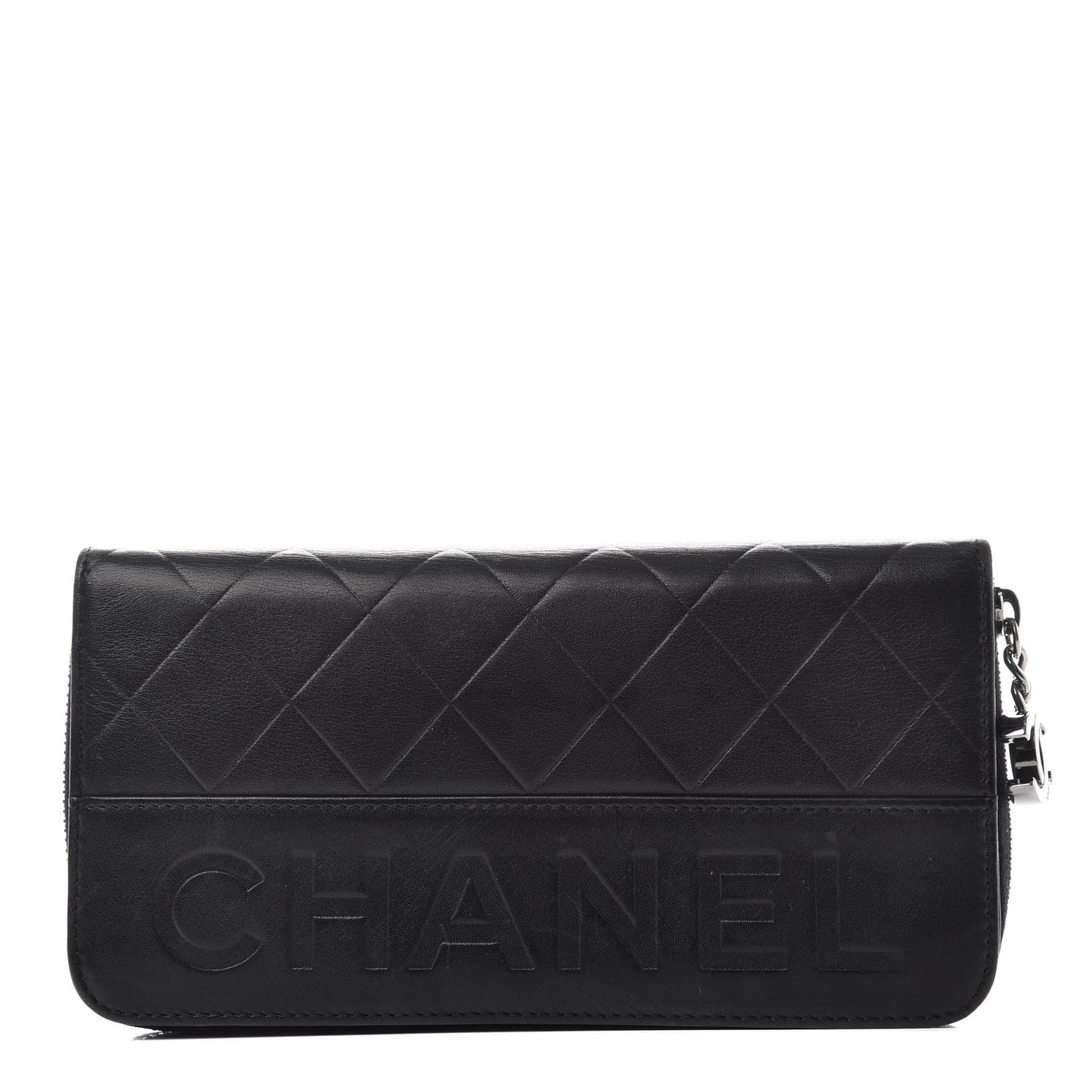 Lambskin Embossed Logo Wallet Black