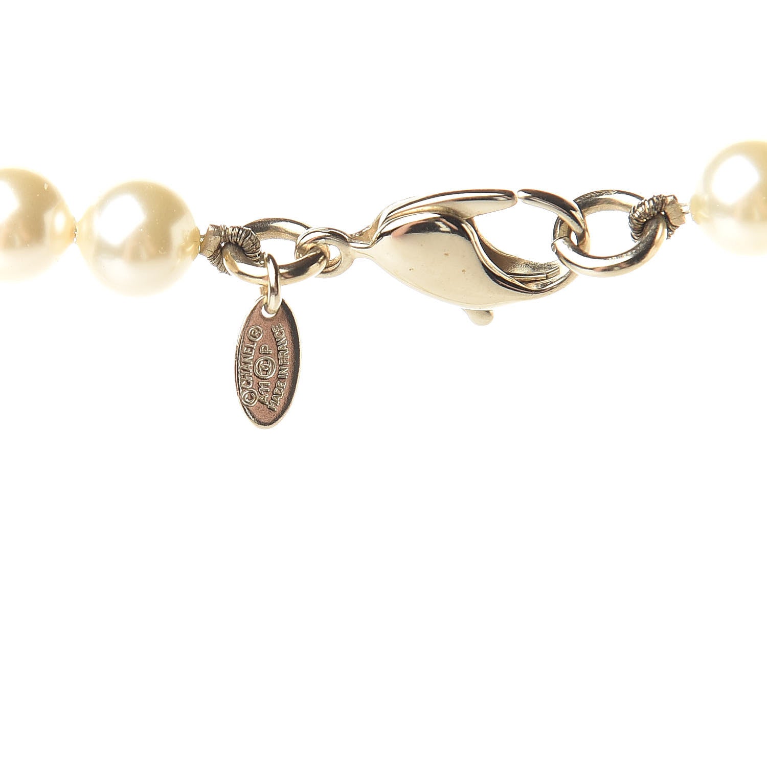 Chanel Pearl Crystal Long CC Necklace Gold 4 of 5