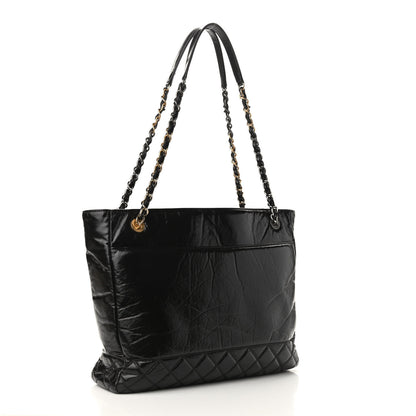 Chanel Shiny Aged Calfskin Quilted Large Shopping Bag Black 3 of 10