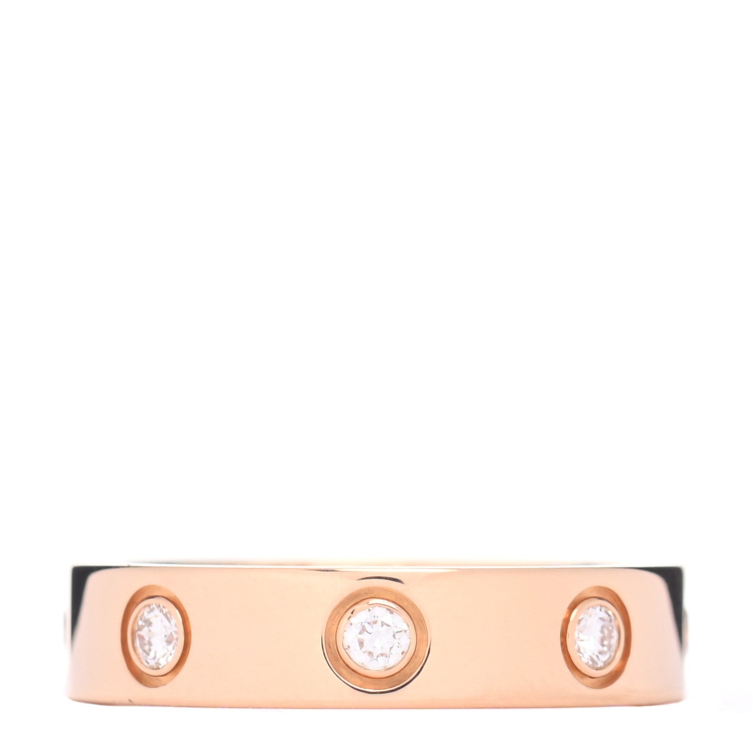 Cartier 18K Pink Gold 8 Diamond 4mm LOVE Wedding Band Ring 47 4 3 of 4