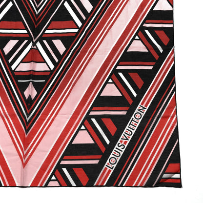 Louis Vuitton Cotton Silk V Stripe Stole Black Red 4 of 4