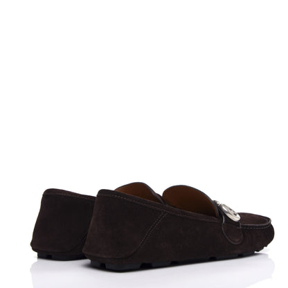 Gucci Suede Mens Driver Queen Loafers 7 Cocoa 4 of 10