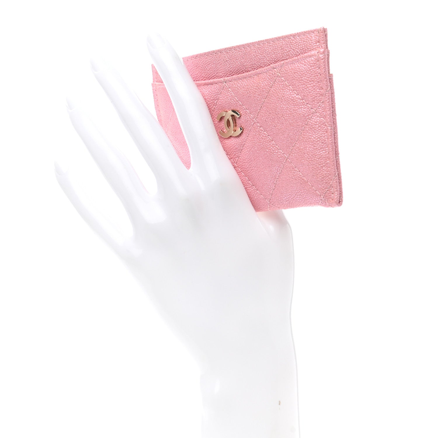 Chanel Iridescent Caviar Quilted Card Holder Rose Pink 2 of 8