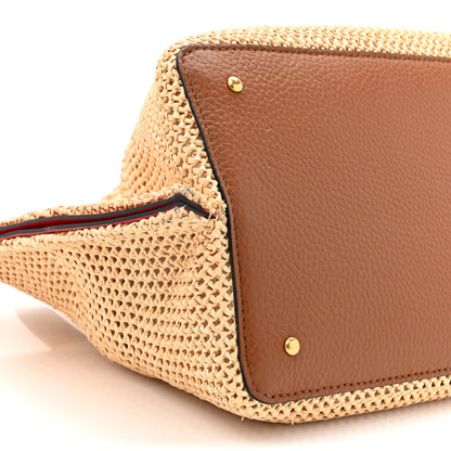 Valentino Garavani Raffia Grained Calfskin Medium Rockstud Vlogo Tote Naturale 12 of 15