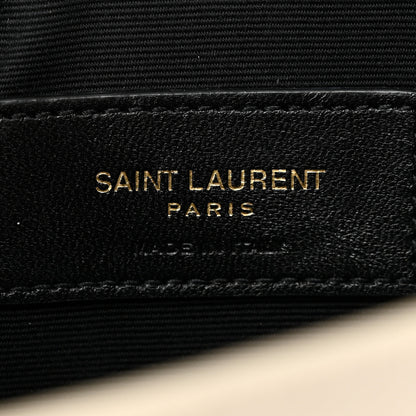 Saint Laurent Calfskin Crocodile Embossed Uptown Monogram Pouch Crema Soft 6 of 13