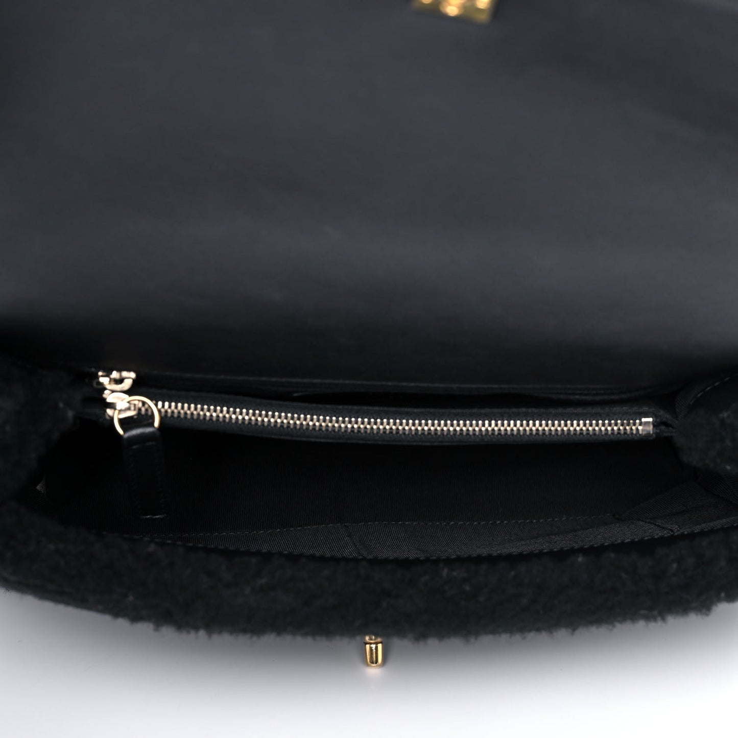 Shearling Lambskin Medium Coco Handle Flap Black