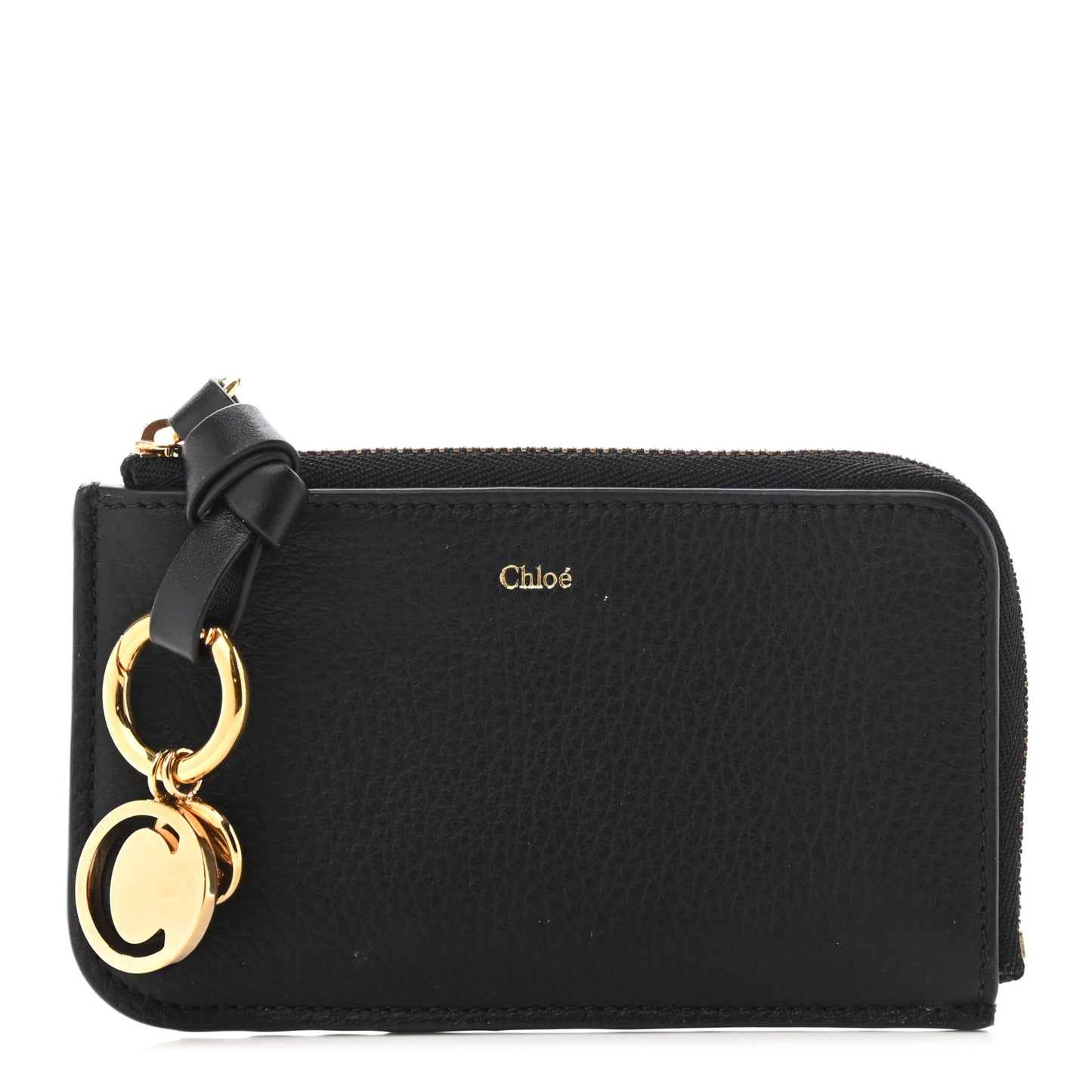 Calfskin Alphabet Purse Wallet Black