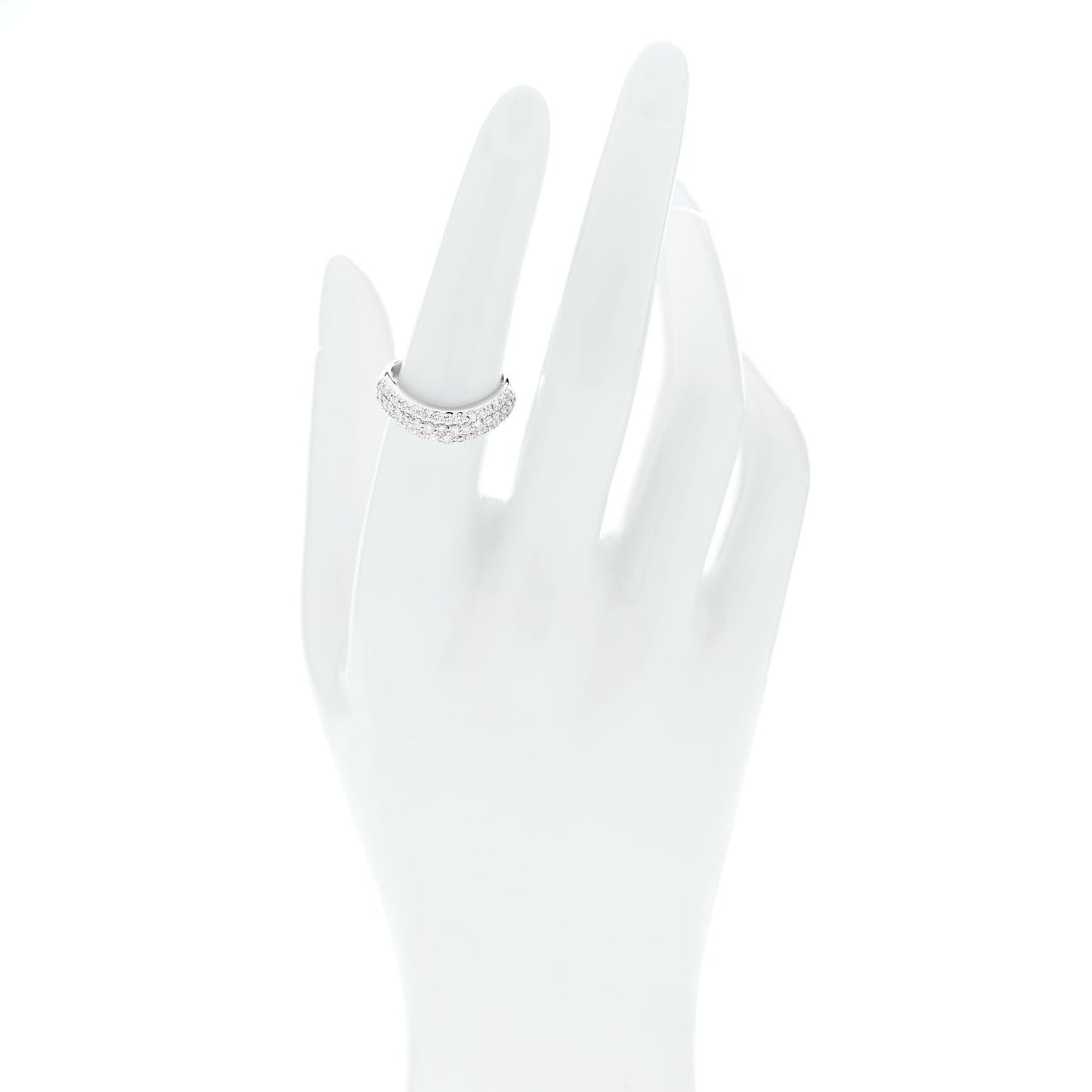18K White Gold Diamond 1.00ctw Three Row Curved Band Ring 53 6.5