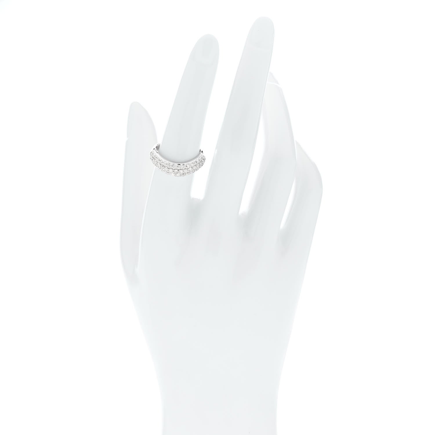 Parker & West by FASHIONPHILE 18K White Gold Diamond 1.00ctw Three Row Curved Band Ring 53 6.5 2 of 9