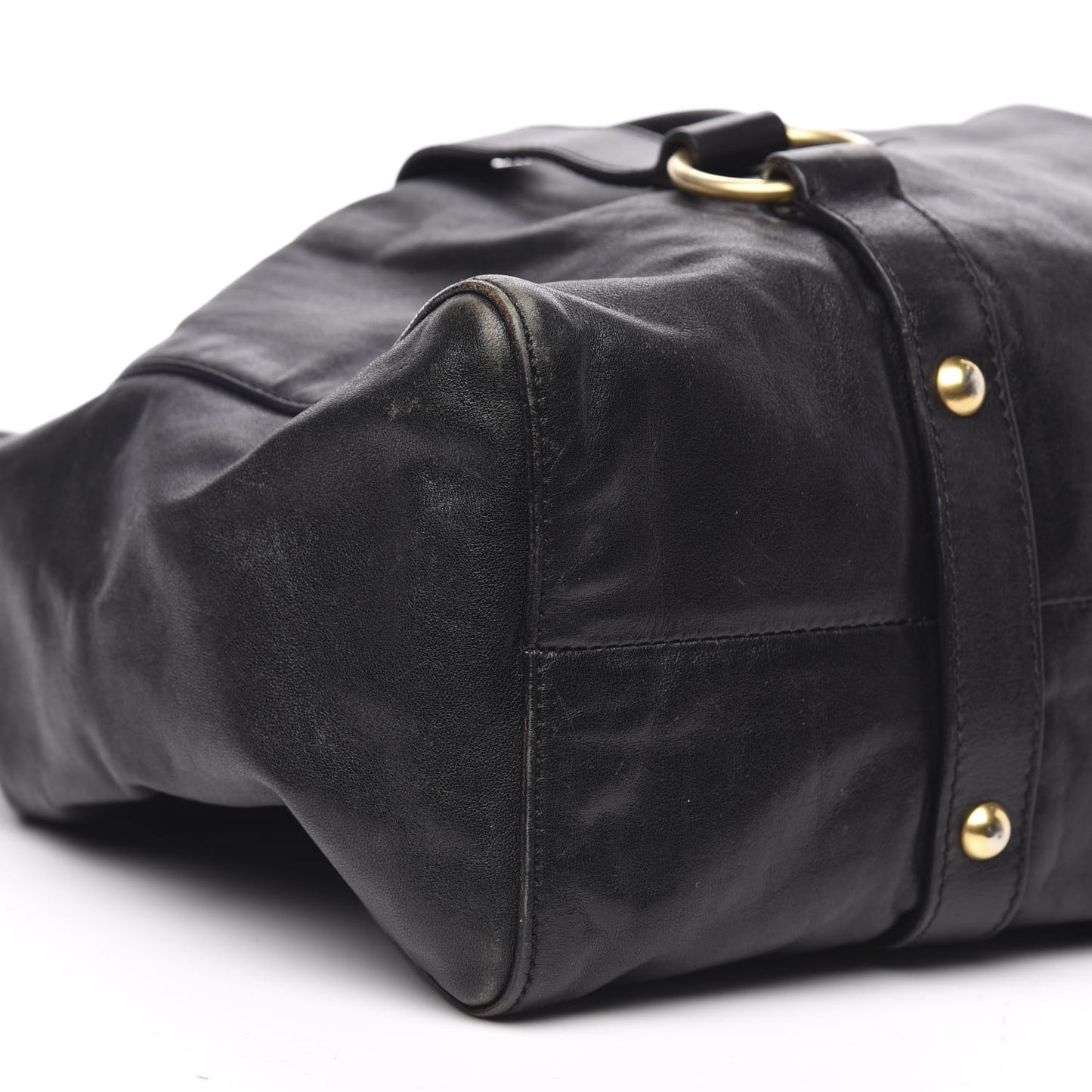 Vitello Lux Gathered Tote Black