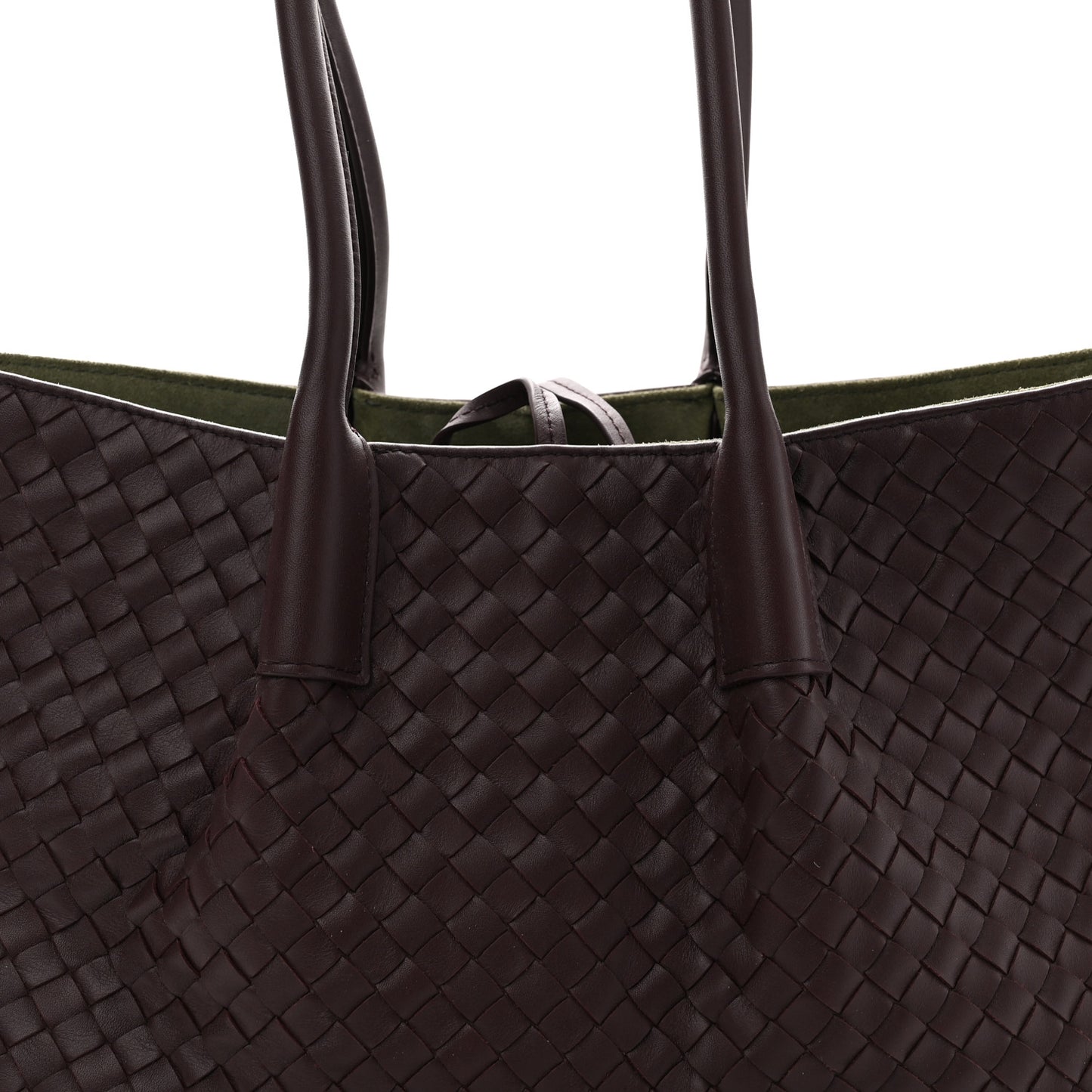 Calfskin Intrecciato Pinacoteca Reversible Tote Dark Barolo Pickle