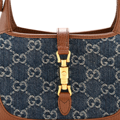 Gucci New Denim GG Monogram Calfskin Mini Jackie 1961 Hobo Blue Tea Cuir 8 of 10