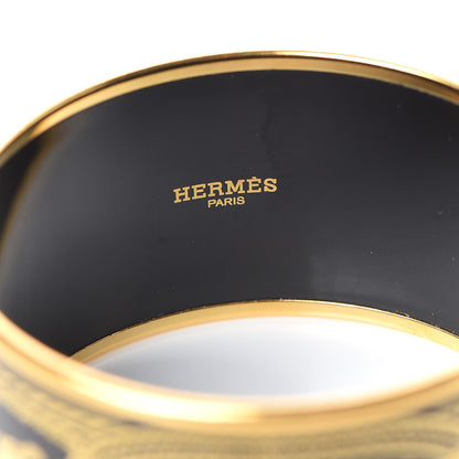 Hermes Enamel Printed Grand Apparat Extra Wide Bracelet 65 Black 5 of 5
