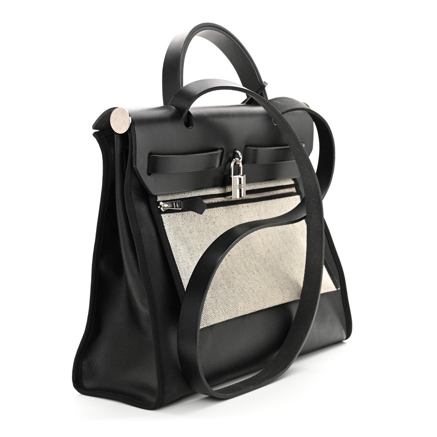 Hermes Toile H Berline Vache Hunter Herbag Zip PM 31 Black Ecru 4 of 13