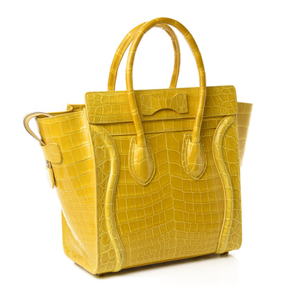 Celine Crocodile Micro Luggage Yellow 3 of 12