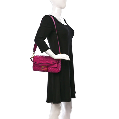 Fendi Nappa FF 1974 Embossed Baguette Ciclamino Pilar 2 of 11