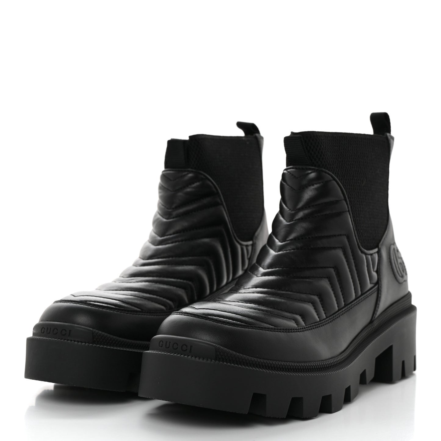 Calfskin Nappa Matelasse Frances Chelsea Boots 38.5 Black