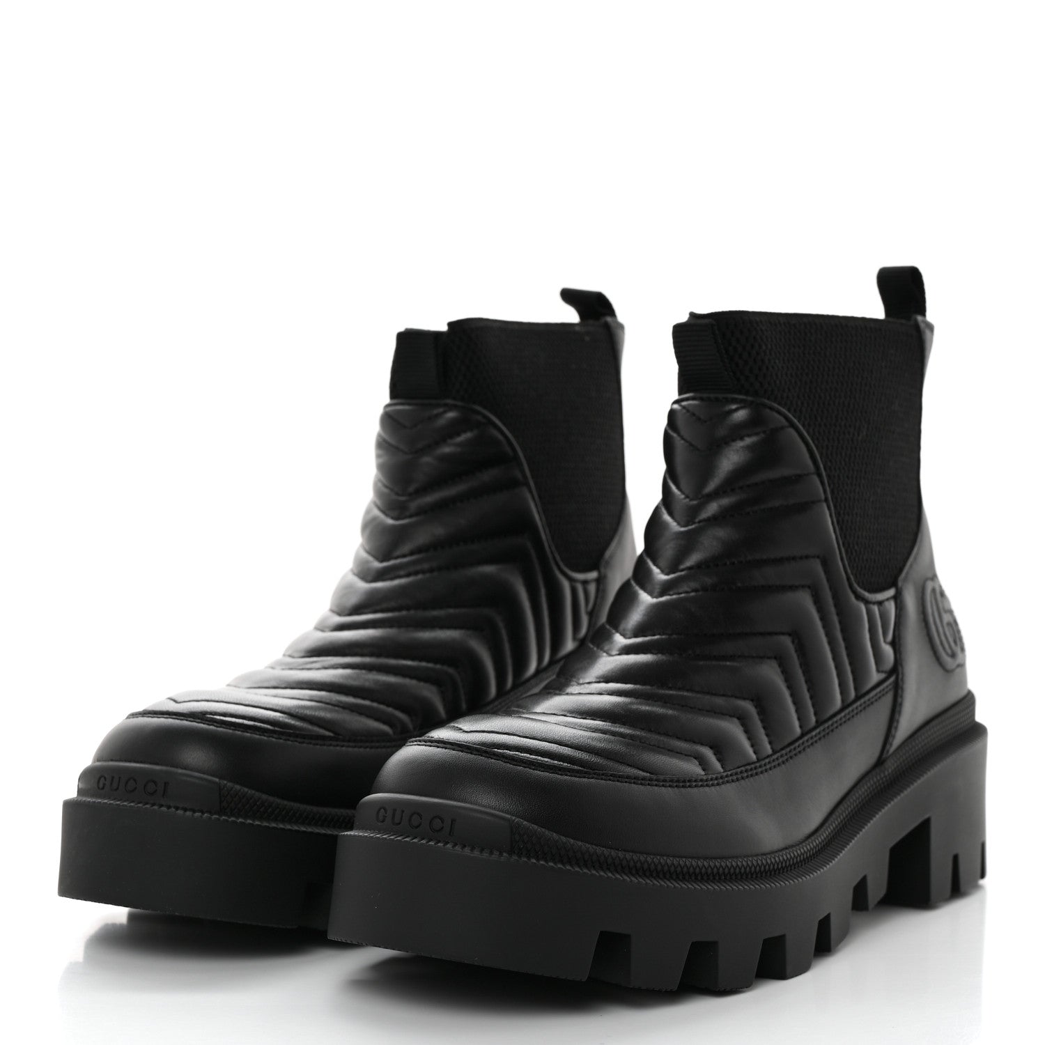Gucci Calfskin Nappa Matelasse Frances Chelsea Boots 38.5 Black 3 of 10
