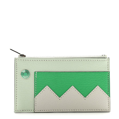 Hermes Chevre Mysore Crocodile Compact Card Holder Vert Fizz Vert Comics Mushroom 1 of 8