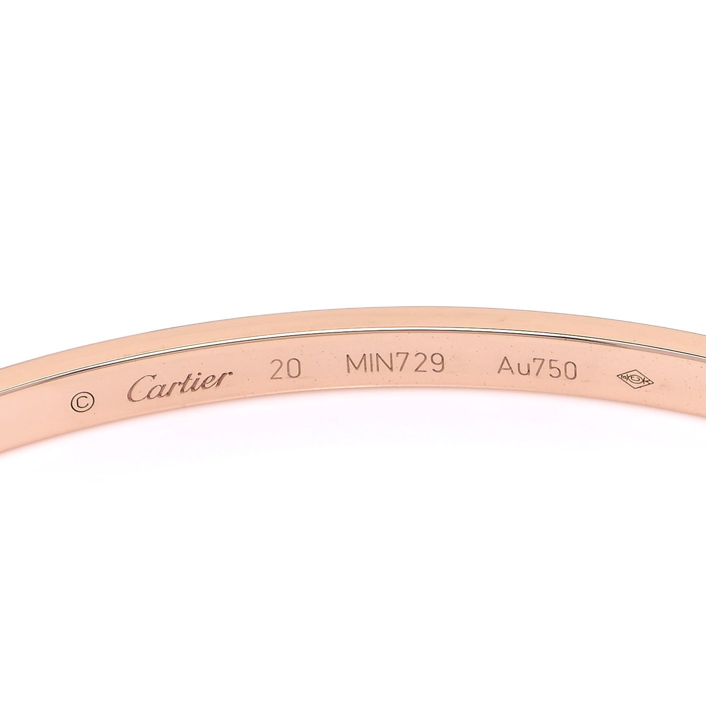 18K Pink Gold 6 Diamond Small LOVE Bracelet 20