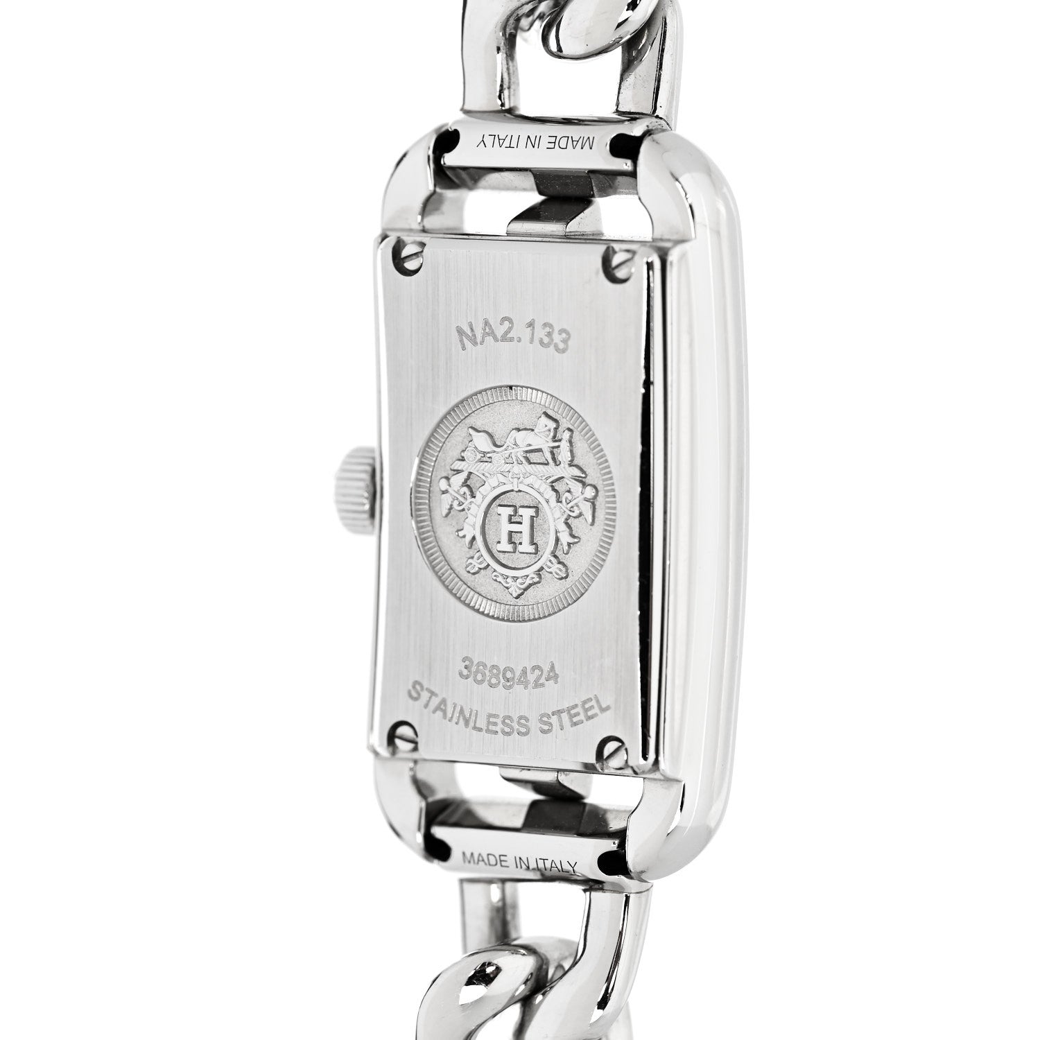 Hermes Stainless Steel Diamond Bezel 17mm Nantucket Quartz Watch Black 4 of 5