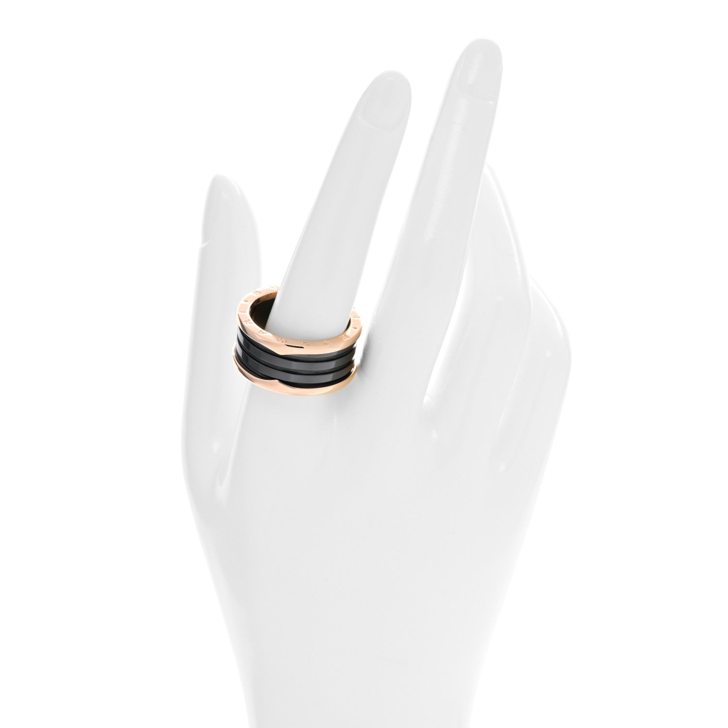 Bulgari 18K Rose Gold Black Ceramic B.Zero1 Four-Band Ring 67 11.5 2 of 5