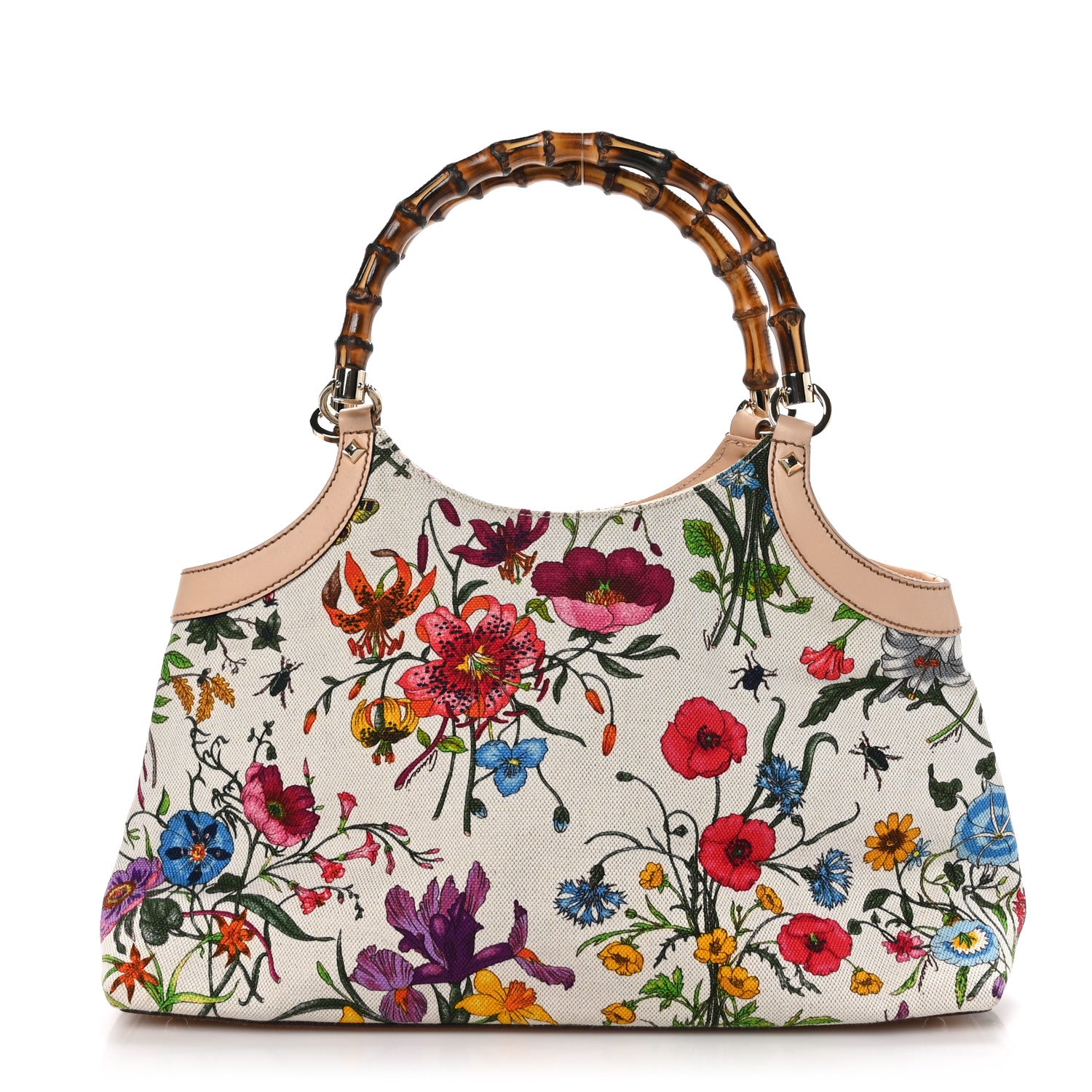 Gucci Canvas Floral Flora Bamboo Handle Bag 1 of 10