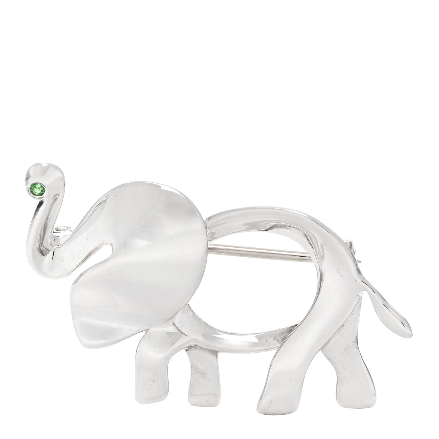 Sterling Silver Tsavorite Save the Wild Elephant Brooch